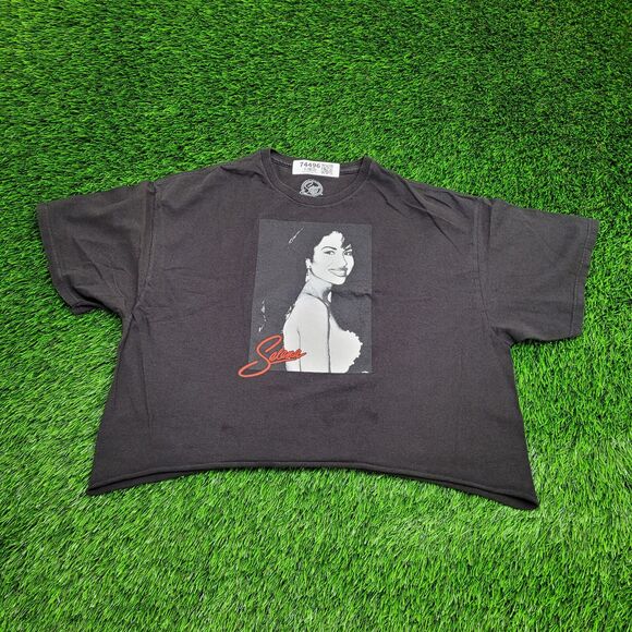 Selena Cropped Shirt Womens XL 22x20 Black - Picture 1 of 12
